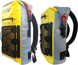 lot 2003 image: Waterproof Backpack, Expandable 25L-30L Dry Bag with Front Zipper Wallet and Mesh Pocket, Multipurpose Daypacks for Hiking, Camping, Water sports, Snow Sports (YellowGrey)