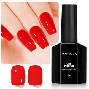 lot 2044 image: Lot Of 2- TOMICCA Red Gel Nail Polish,15ml Bright Red Gel Polish,Soak Off UV LED Cure Needed Pure Color Long Lasting Nail Art Manicure Salon DIY Design