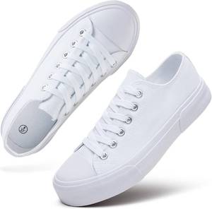 lot 2061 image: hash bubbie White Sneakers for Women Low Top Canvas Shoes Womens Canvas Sneakers Womens Fashion Sneakers Slip on Casual Tennis Shoes Size 11