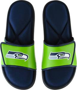 lot 2063 image: FOCO mens NFL Team Logo Sport Shower Foam Slide Flip Flop Sandals Size XL