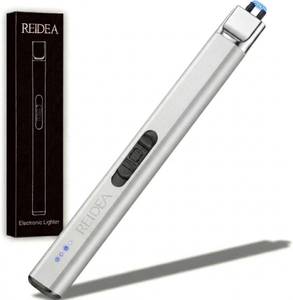 lot 2077 image: REIDEA Lighter Gift for Candle Stocking Stuffers for Women & Men, Retractable Top Windproof Flameless USB Rechargeable Arc Safe for Adults, R1 Flat, Silver