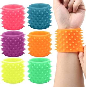 lot 2121 image: Special Supplies Sensory Fuzzy Band Bracelets for Kids, 6 Pack, Flexible and Stretchy Wearable Sensory Toys, Tactile Silicone Squiggly Touch, Bright and Colorful Wristbands