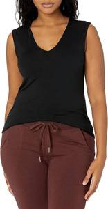 lot 4016 image: Womens Jersey Standard-Fit V-Neck Tank Top Black XL