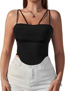 lot 4025 image: Womens Padded Spaghetti Strap Crop Top Sexy Black Bralettes Bra Y2K Cami Going Out Tops Large