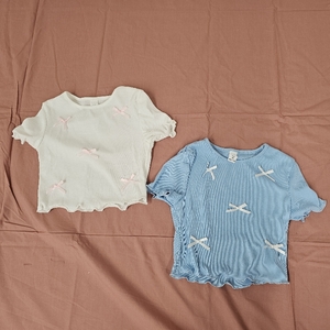lot 4039 image: RoseSeek Girls 2 Pack Shirt White and Blue 9 Years