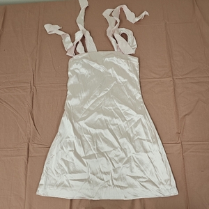 lot 4040 image: URYIAO Womens Sleeveless Satin Silk Mini Dress Ruffle Backless Short Cocktail Party Club Night Dresses Light Pink Large