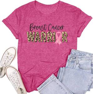 lot 4061 image: SUWATOIN Pink Ribbon Heart Shirt for Women Breast Cancer Survivor T-Shirts Womens Breast Cancer Shirts Pink Large