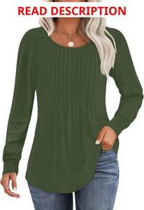 lot 4090 image: Yincro Womens Long Sleeve Shirts Fall Tunic Tops Dressy Casual Blouses Olive Green Medium