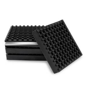 lot 4021 image: 4 Pack Exercise Equipment Mat, Heavy Duty Thick Steel Embedded Rubber Pad, for Treadmills, Washing Machines, dryers, Non Slip Noise Reduction, 4 x 4 x 0.8 Inches