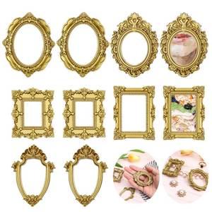 lot 4026 image: Sibba 8 Pcs Vintage Mini Picture Frames, Baroque Small Gold Picture Frames, Antique Resin Photo Frame for Jewelry Display Holiday Party Hotel Home Decor