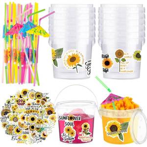 lot 4028 image: LAIAMER 20 Sets 32 oz Ice Cream Buckets with Lids and Handles Clear Plastic Cocktail Rum Drink Buckets Reusable Food Storage Containers Ice Cream Tub for Parties