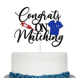 lot 4032 image: Congrats on Matching Cake Topper, Happy Match Day Decorations, Macth 2026, Residency Match Day, Medical School Graduation Party Decorations (Black Glitter)