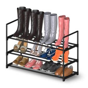 lot 4043 image: Hsscblet 3 Tiers Metal Shoe Rack,Adjustable Shoe Shelf Storage Organizer,Stackable Boot & Shoe Storage,for Entryway,Hallway,Closet,Black