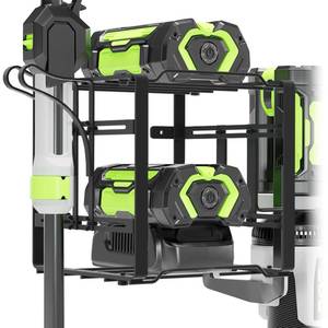 lot 4046 image: Pugala Universal Storage Rack for Leaf Blower, Weed Eater, and Power Tools �� Adjustable Wall Mount Organizer with Heavy-Duty Steel, Powder-Coated Finish, and Battery Storage �� Black