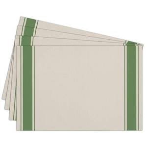 lot 4048 image: Cotton Linen Waterproof Placemats Set of 4, Green Stripe Dining Mat Table Mats Decor Fabric for Kitchen Dinner Coffee Shop Table, IndoorOutdoor Washable Wipeable Place Mat -N004