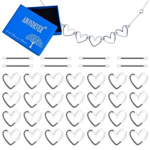 lot 4055 image: ABONDEVER 70Pcs Brass Charms for Jewelry Making 18K Plated Heart Earring Connector 2-Hole Stick Strip Bar Links for Jewelry DIY Making (Silver)