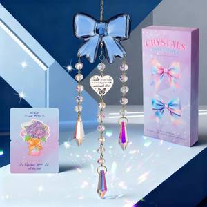 lot 4056 image: Hoemwarm Blue Crystal Butterfly Sun Catcher Window Hanging Ornament Rainbow Prism Light Decoration for Room Dormitory Garden Car Home Gift for Sister Best Friend