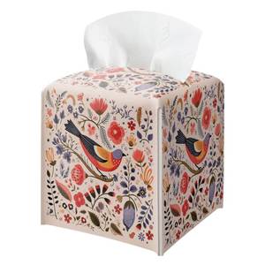 lot 4061 image: Scandi Bird Tissue Box Holder, Scandinavian Boho Leather Tissue Box Cover Square, Paper Napkins Everyday Dispenser for Bathroom Vanity Countertop Night Stands Kitchen Office Car Home Decor