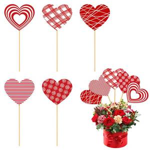 lot 4085 image: 15 Pcs Valentines Centerpiece Sticks Paper Love Heart Shape Sticks for Wedding Party Vase Floral Arranging Supplies (Style 2)