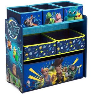 lot 13025 image: Disney Pixar Toy Story 4 Design and Store 6 Bin Kids Toy Organizer - Delta Children Toy Storage Organizer, MDF, Pink