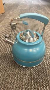 lot 10057 image: as is aarti sequeria 2.3 qt stovetop tea kettle with silicon juniper  - Retail $0