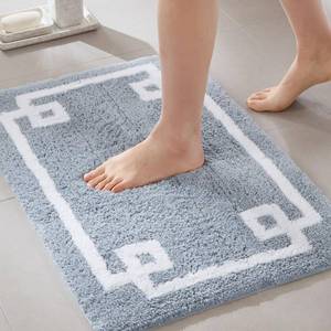 lot 11035 image: Madison Park Evan 100% Cotton Bathroom Non Slip Backing-Luxurious Tufted Plush Bath Mat Absorbent, Quick Dry, Spa Design Shower Room D�cor, 24x40 Blue