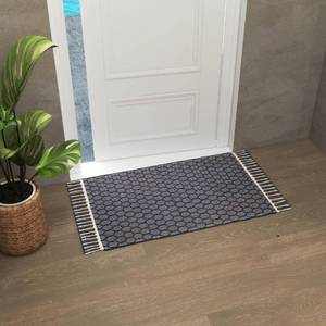 lot 11041 image: Eco Crave Jute Cotton Runner for Hallways 2.6x8 ft Handcrafted Natural Fiber Braided Indoor Floor Carpet, Farmhouse Entryway Runner Rug Perfect for Bedroom, Living Room, Kitchen Entry Mat, BlackWhite