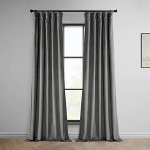 lot 11046 image: HPD Half Price Drapes Heritage Plush Velvet Curtains 108 Inches Long Room Darkening Curtains for Bedroom & Living Room 50W x 108L, (1 Panel), Destiny Grey