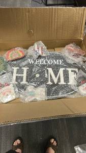 lot 16043 image: Welcome Home Doormat with Floral Design