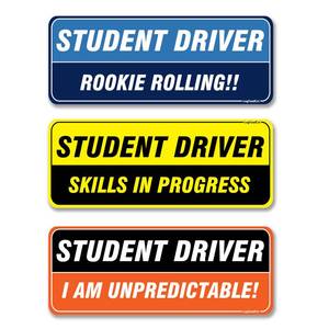 lot 238 image: 3-Pack New Driver Car Magnets - Weather-Resistant- Funny & Reflective, Removable Novice Safety Signs - Large 10x3.5 in - Perfect for Student Drivers