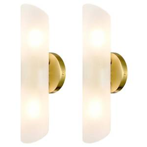 lot 242 image: DAYCENT Modern Brass Wall Sconces Set of Two Frosted Glass Wall Light Fixture 2-Light Cylinder Bathroom Vanity Lights Gold Glass Sconces Wall Lighting for Hallway Bedroom Staircase