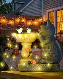 lot 243 image: Minyii Garden Decor Cat Birdbath Statues, Solar Statues Decor with Butterfly Garden Decor for Home House, Yard Art Lawn, Ornaments, Porch Patio, Balcony - Birthday Gifts for Grandma Mom Women