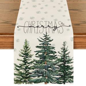 lot 308 image: Artoid Mode Pine Tree Snowflake Merry Christmas Table Runner, Seasonal Winter Xmas Holiday Kitchen Dining Table Decoration for Indoor Outdoor Home Party Decor 13 x 90 Inch