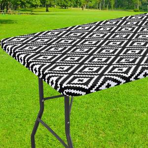 lot 352 image: Smiry Rectangle Table Cloth Cover, Waterproof Elastic Fitted Picnic Tablecloth for 4 Foot Tables, Wipeable Flannel Backed Vinyl Tablecloths for Camping, Dining, Outdoor (Black, 30 x 48)