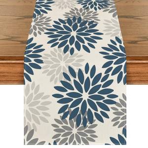 lot 16 image: Artoid Mode Dahlia Aqua Floral Pinnata Flower Winter Table Runner, Seasonal Summer Holiday Kitchen Dining Table Decoration for Home Party Decor 13x36 Inch