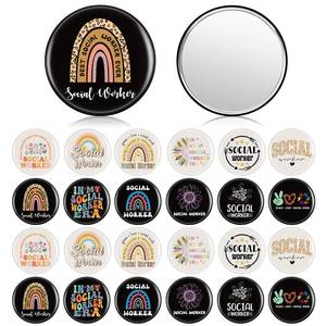 lot 17 image: Chunful 24 Pcs Social Worker Appreciation Gifts Bulk for Women Inspirational Compact Mirror, Round Portable Pocket Mirror, Social Worker Gifts for Employee, Nurses, Teachers, Caregivers