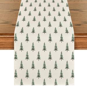 lot 24 image: Artoid Mode Beige Xmas Tree Christmas Table Runner, Seasonal Winter Kitchen Dining Table Decoration for Home Party Decor 13x48 Inch