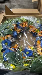 lot 52 image: Artificial Flower Stems Assorted Colors Blue Orange Yellow Mixed Lot