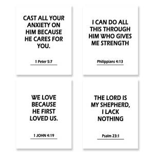 lot 61 image: KSDUT Christian Bible Verse Wall Art Decor Set of 4 - Scripture Religion Artwork Poster Minimalist Modern Wall Decor for Home Living Room Farmhouse Bedroom Decorations - 8x10 Unframed
