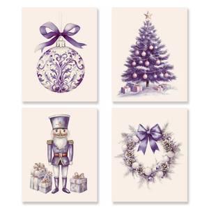 lot 63 image: KSDUT Purple Christmas Wall Art Decor Set of 4 - Trendy Winter Holiday Artwork Poster Retro Preppy Purple Xmas Wall Decor for Home Bedroom Living Room Decorations - 8x10 Unframed