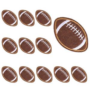 lot 82 image: XIHIRCD 12pcs Football Patches, Gold Edges Chenille Football Patches Iron On Patches DIY Embroidered Rugby Sport Sew On Applique for Clothes,Pants,Hat,Backpack, 1.46x2.2in