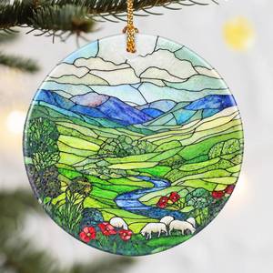 lot 94 image: Christmas Ornaments, Dodosky 2.8in Ceramic Green Irish Hills Ornament, Xmas Decor, Christmas Tree Ornaments, Xmas Decorations for Tree, Holiday Ornament, Gifts for Women, Men, Nature Lovers