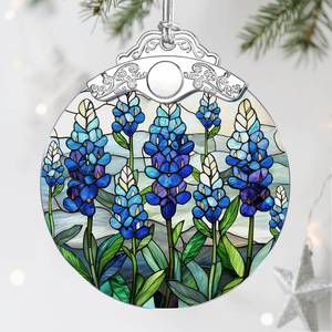 lot 99 image: Stained Glass Ornament, Christmas Ornaments, Christmas Decorations for Tree, Holiday Ornament, Gifts for Flower Lovers, Holiday Party Gifts, Gift Ideas & Xmas Gift - Texas Bluebonnet