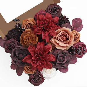 lot 104 image: MISSPIN Artificial Flowers DIY Box Set Fake Roses Bouquet Bridal Wedding Flowers Colorful Centerpiece Table Decorations Boho Faux Floral with Stems Arrangements for Cake Home Party Indoor Outdoor