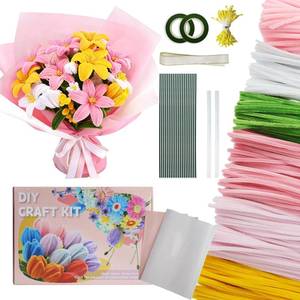 lot 110 image: 500PCS Pipe Cleaner Flower Kit,Bulk Pipe Cleaners Craft,Chenille Stems with Wrapping Paper for Mothers Day Graduation Birthday Wedding