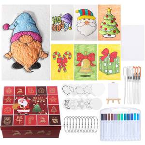 lot 116 image: AmazingSpark 122pcs Christmas Gift Magic Foam Texture Painting Kit 3D Art Puffy Paint Christmas Crafts Set 60pcs Foam Texture Paper 24 Colors Acrylic Paint Markers DIY Creative Xmas Ornaments Gifts