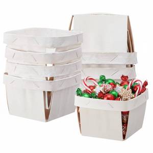 lot 121 image: GlikCeil 10 Pcs One Pint Wooden Berry Baskets Small Fruit Picking Basket 4 Square Mini Vented Wood Boxes for DIY Picking Fruit Valentines Wedding Birthday Party Food Storage (White)