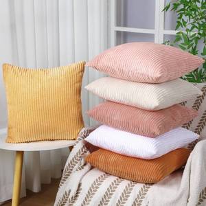 lot 124 image: Colingmill 6 Pcs Throw Pillow Covers 18x18 Inch Modern Farmhouse Cushion Cover Soft Corduroy Boho Striped Square Pillow Case for Couch Bed Sofa Living Room Home Decoration(Yellow and Pink)