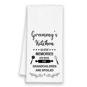 lot 126 image: Xmsaitar Grammys Kitchen Towels, Grammy Gifts Hand Towels for Grandma Mothers Day from Grandchildren, Black and White Rustic Decorative Tea Dish Towel Decor for Kitchen 16x24in