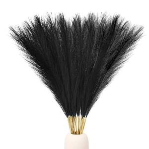 lot 130 image: Ptwola 30pcs Black Pampas Grass Decor 17.7 Inch Fluffy Faux Pampas Grass Artificial Dried Flower Bouquet Small Vase Filler Home Decor for Gothic Living Room Decoration Wedding Halloween Party Wall